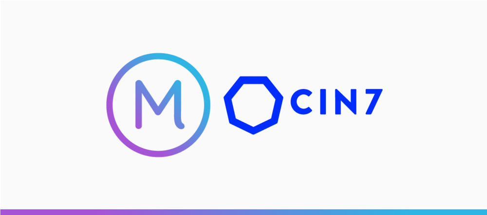 Marsello and Cin7 integration partnership. Both logos are featured side-by-side.. 