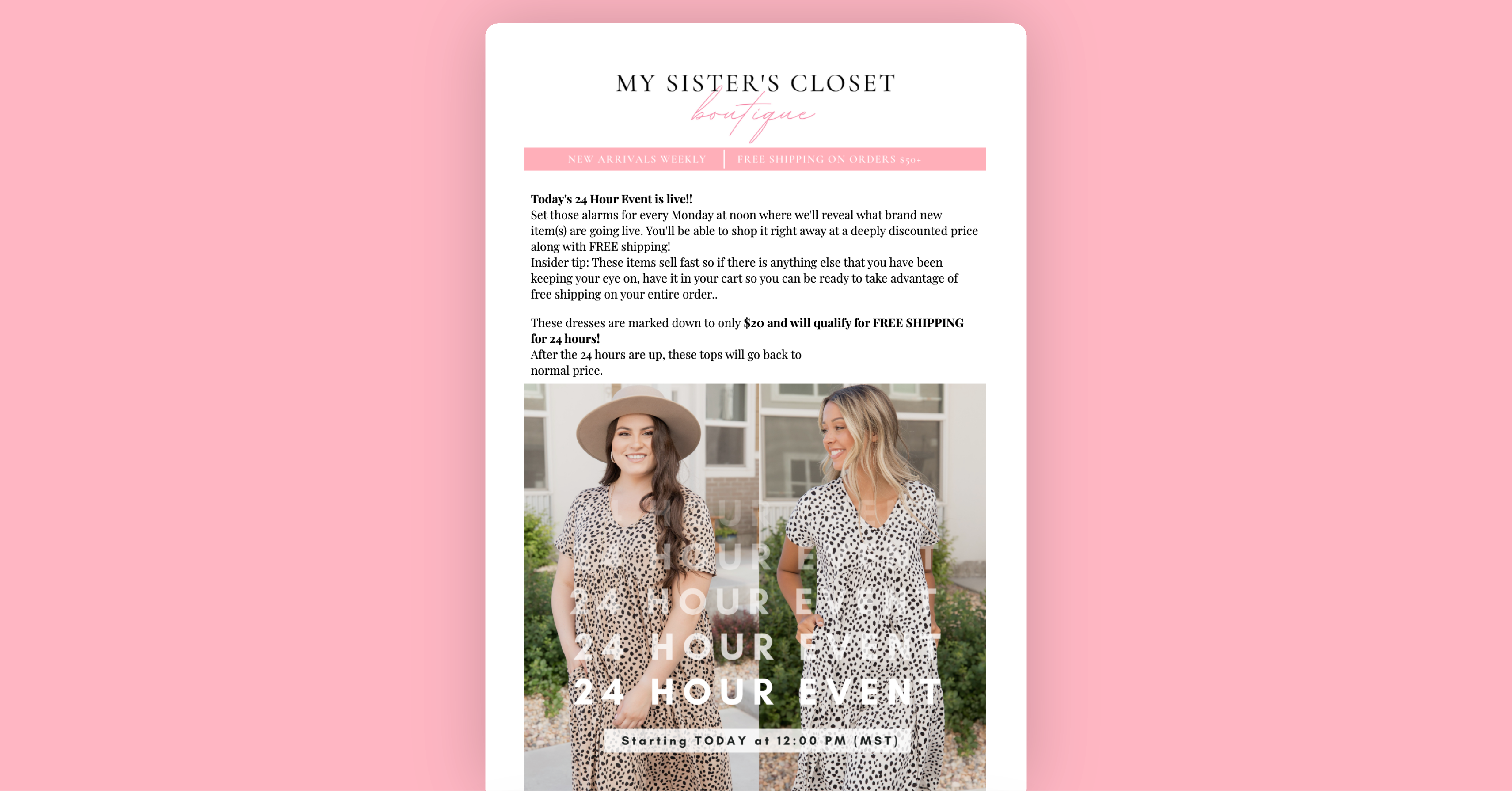 My Sisters Closets 24 Hour Event email campaign.