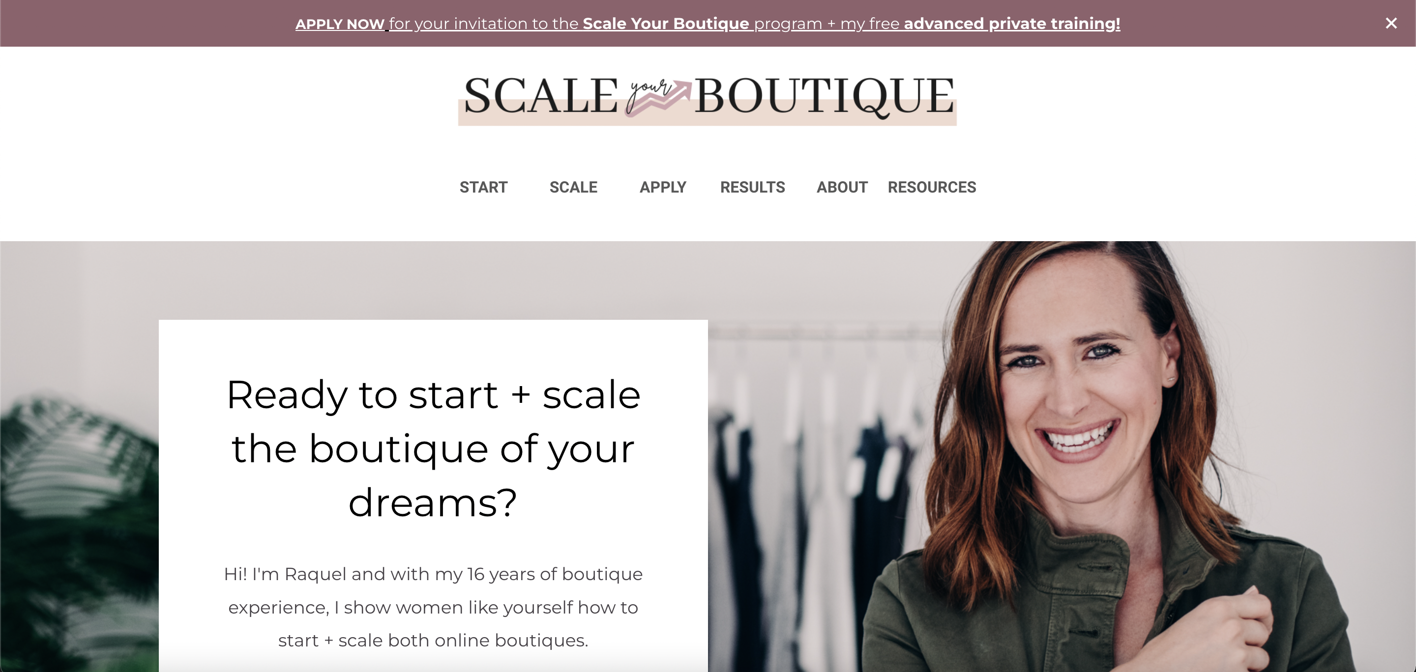 Start A Boutique home page