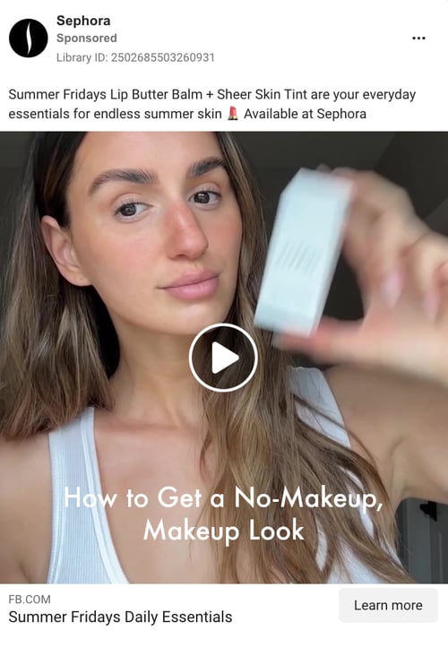 Sephora example of a UGC tutorial video