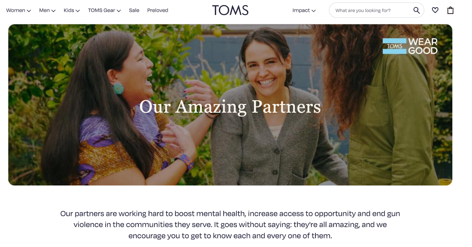 TOMS initiatives - loyalty examples