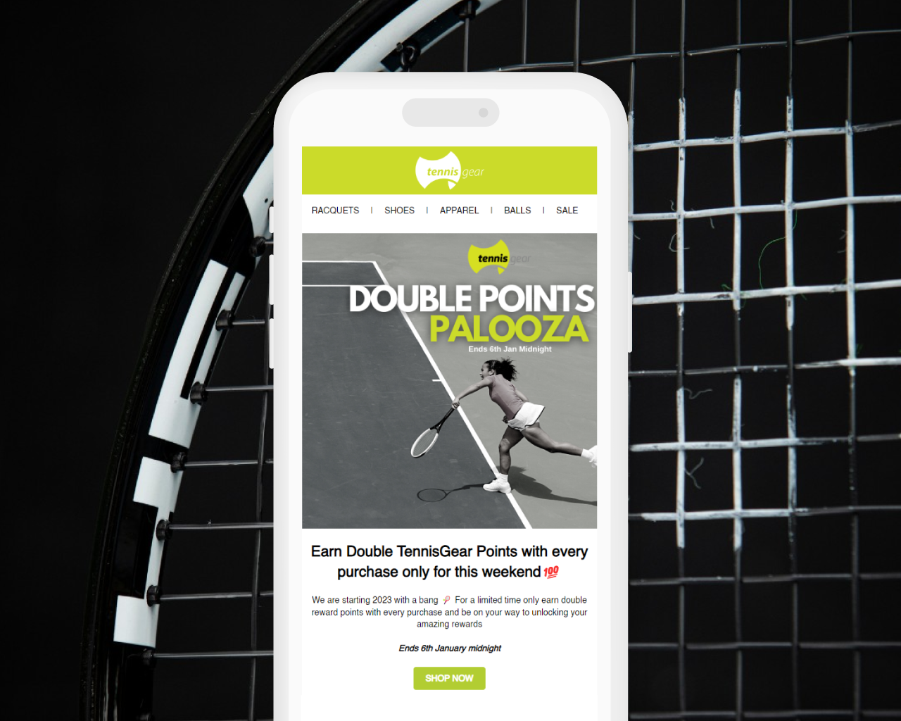 Tennis-Gear-Double-Points-Email-Campaign