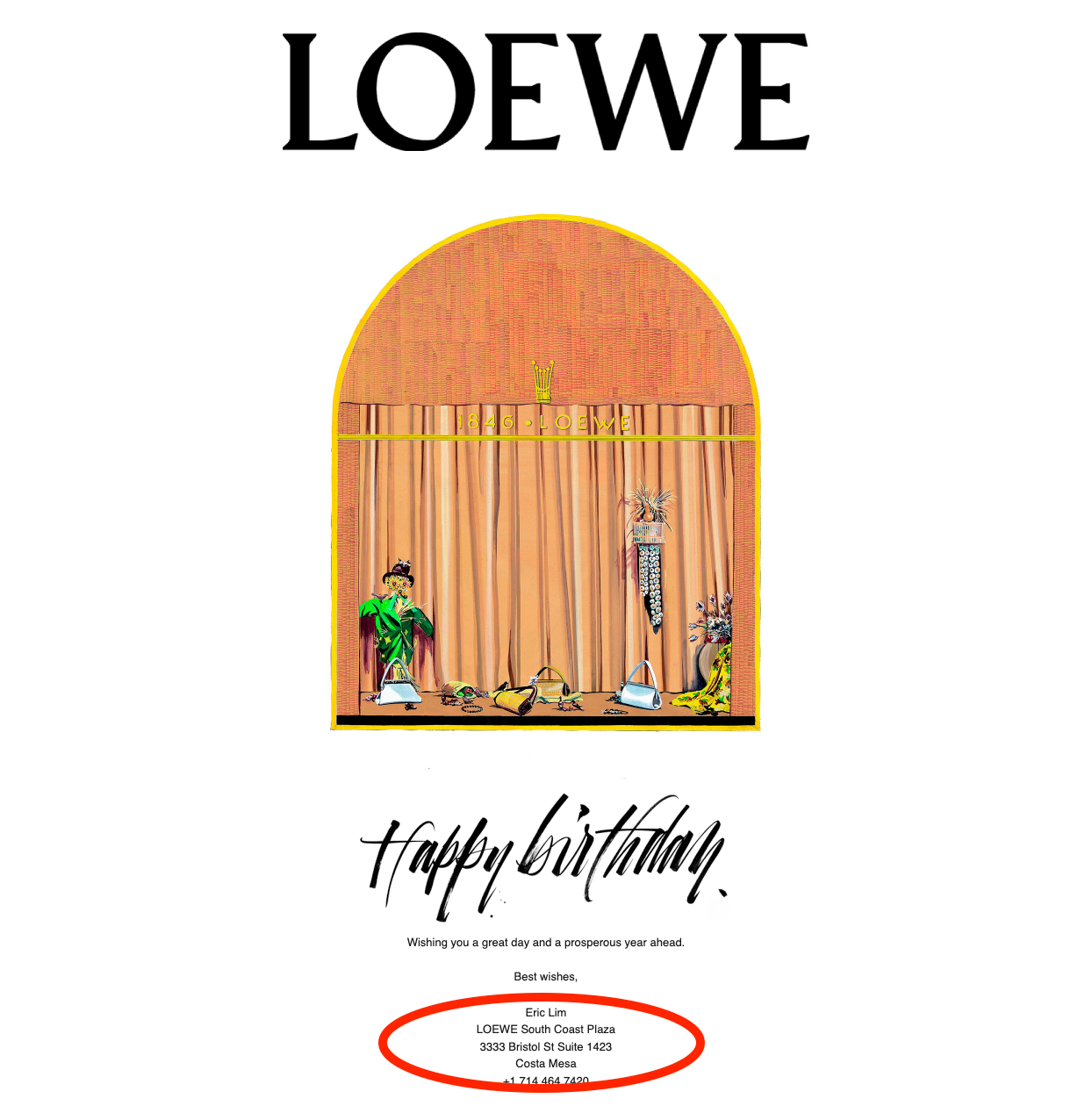 birthday email from loewe
