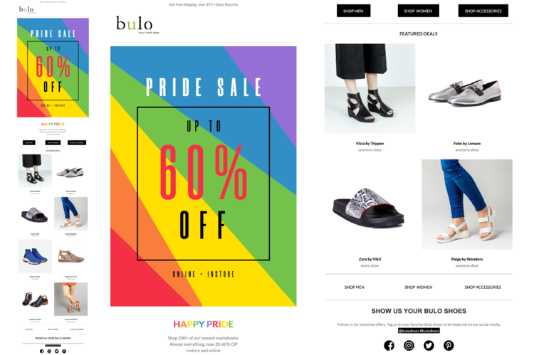 An email campaign Bulo Shoes sent in 2019