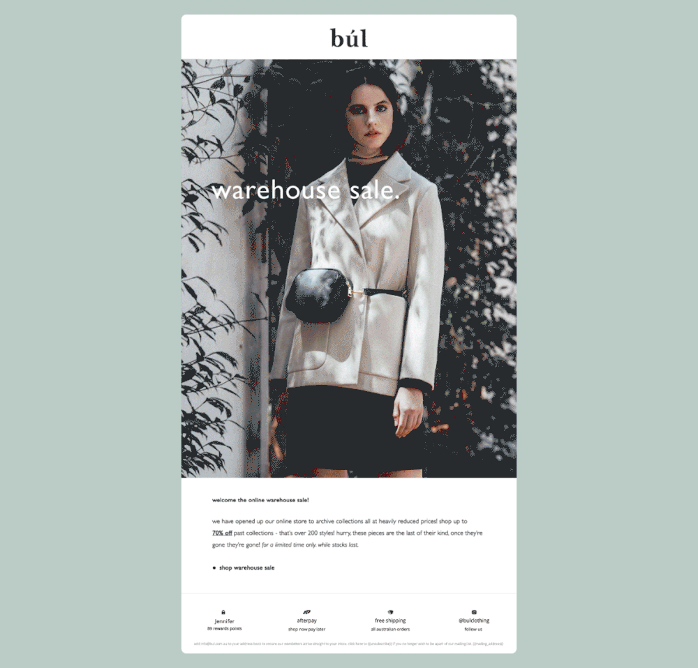 búl’s clever use of GIFs within their email campaigns helps to grab customers’ attention and encourage sales.